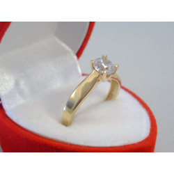 Zlatý snúbny prsteň s čírym zirkónom VP51212Z žlté zlato 14k 585/1000 2,21g