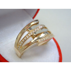 Výrazný dámsky zdobený prsteň žlté zlato zirkóny VP64286Z 14 karátov 585/1000 2,86g
