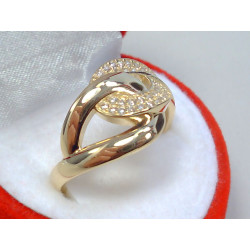 Zdobený dámsky zlatý prsteň s kamienkami VP62229Z 14 karátov 585/1000 2,29 g